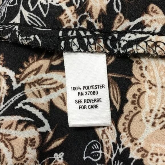 Cato Women’s 3/4 Tulip Sleeve Round Neck Tunic, Black Floral, size L - Picture 7 of 8